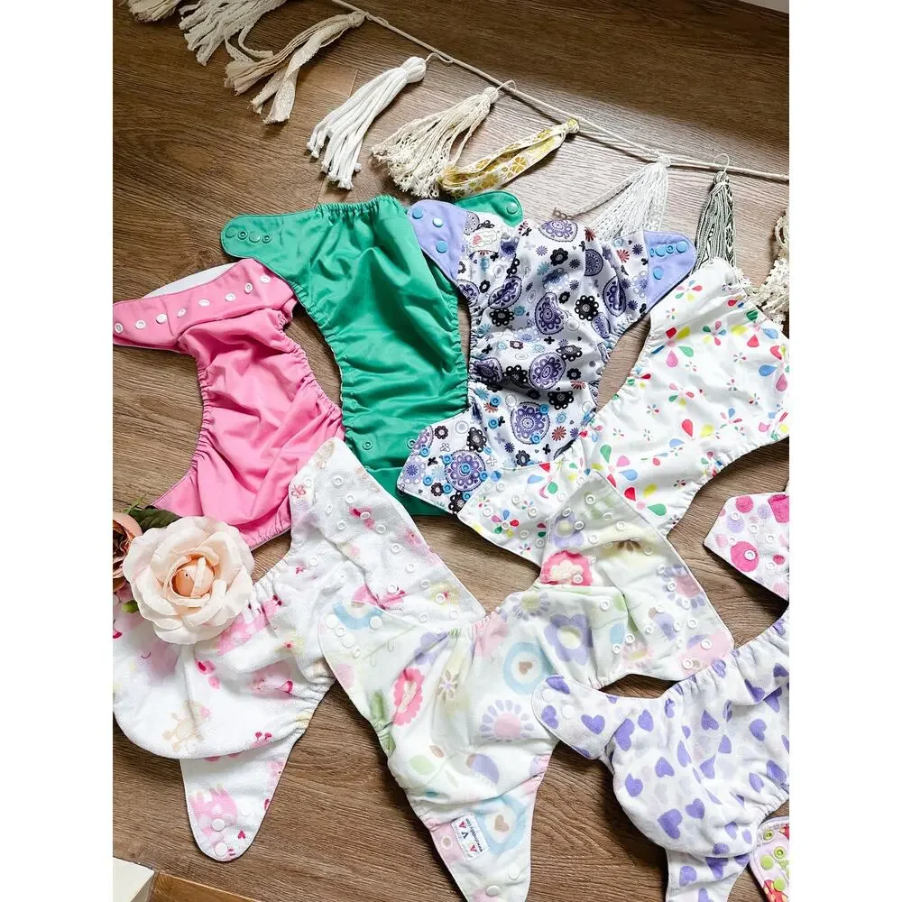 19pc darling patterned Bulk cloth diaper + reusable charcoal inserts bundle